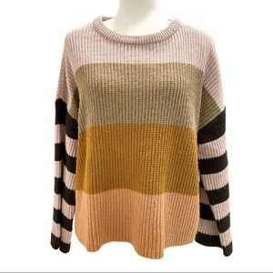 Wishlist Colorblock Striped Chunky Sweater